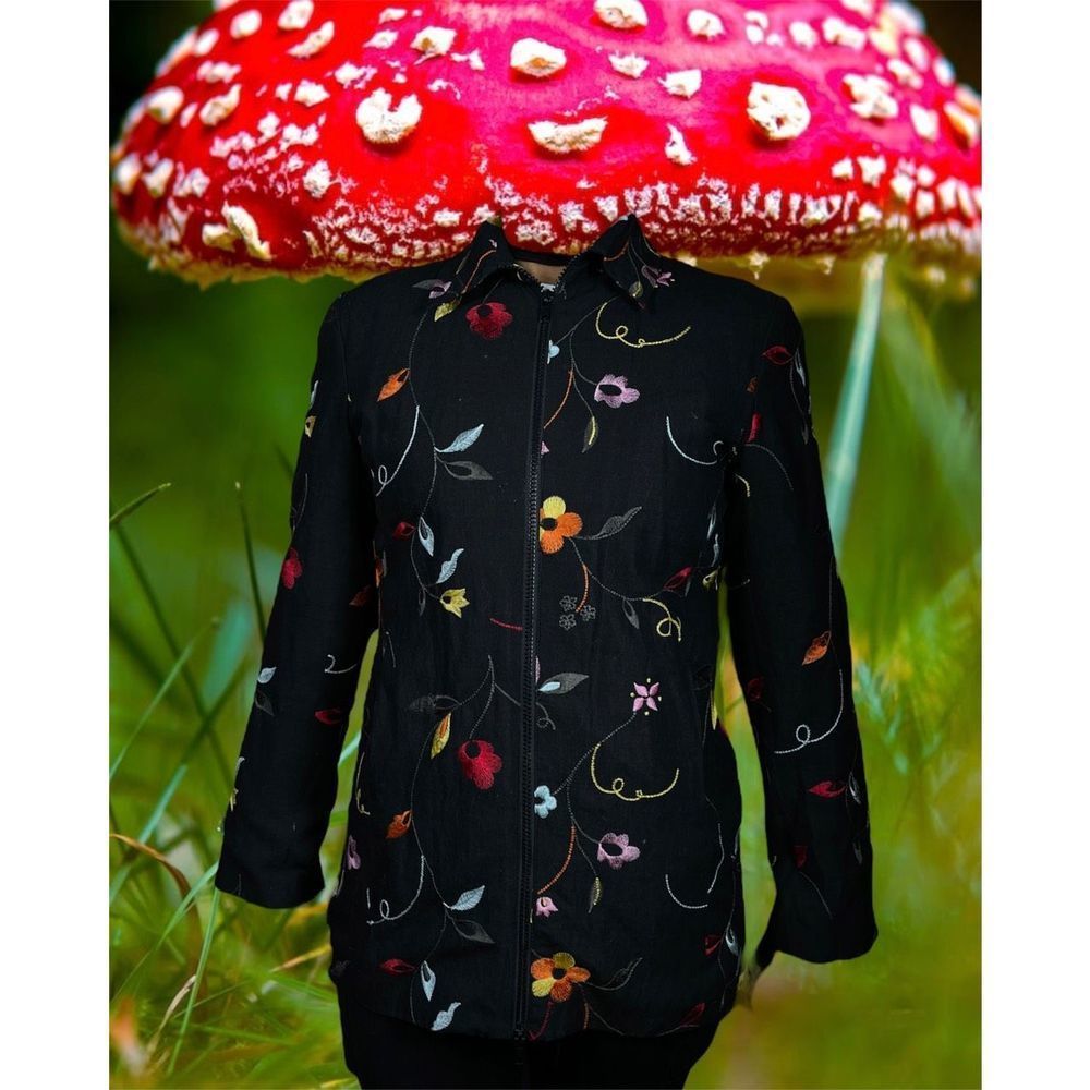Embroidered Blazer Vintage Flower cottage Core Jacket